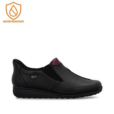 Rieker Tex Slip On Comfort Shoe - Black wine